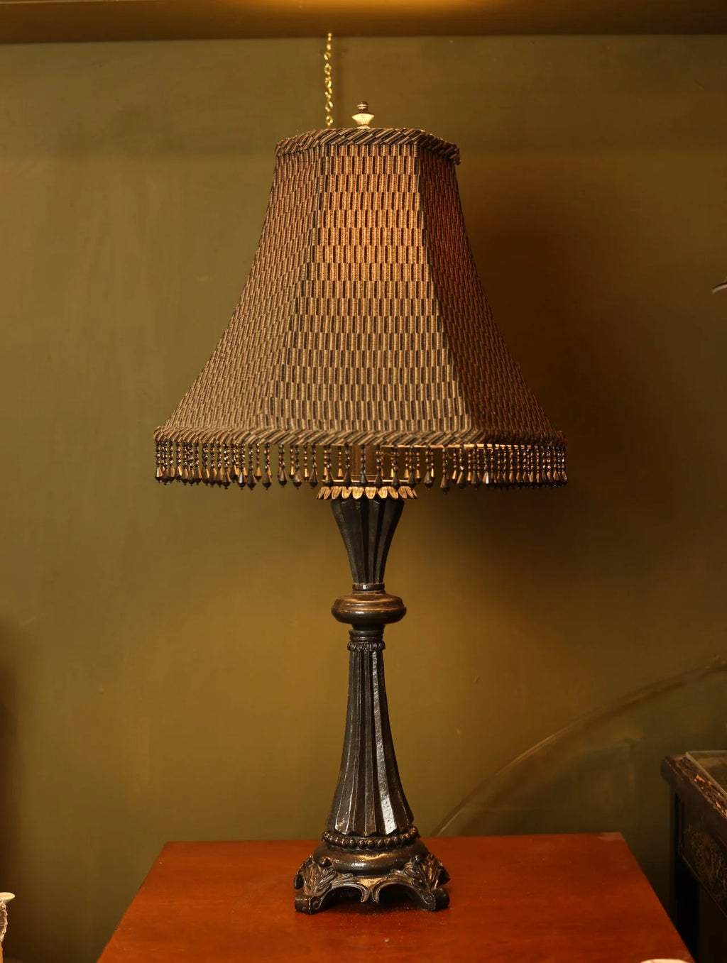 Vintage Black Fringe Lamp