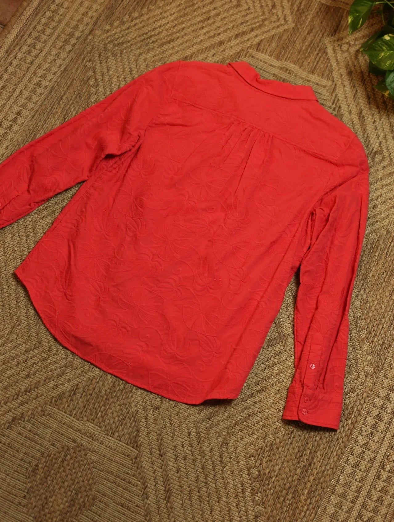 Coral Floral Button Up