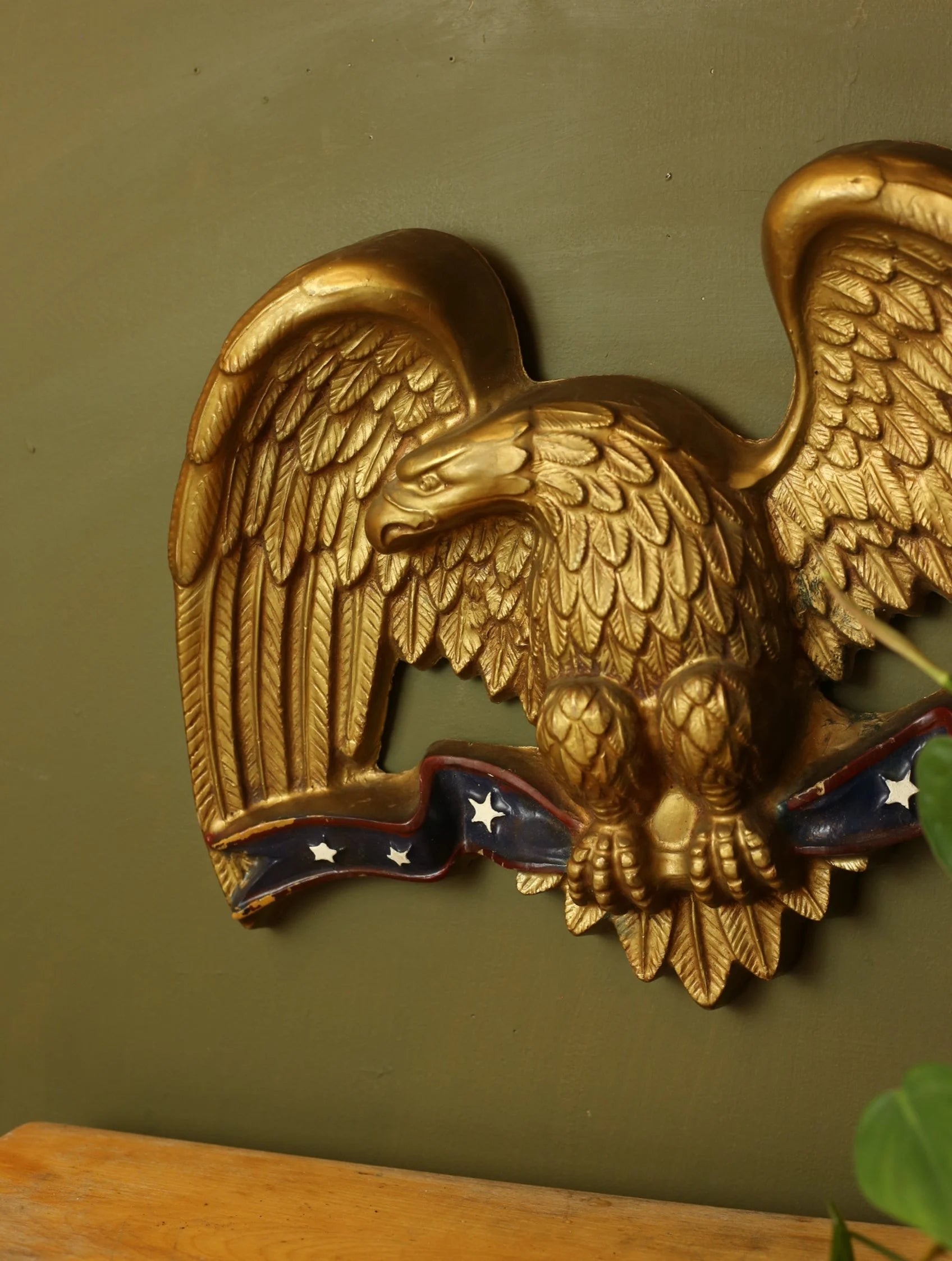 Gold Gilt Wood Eagle Wall Hanging