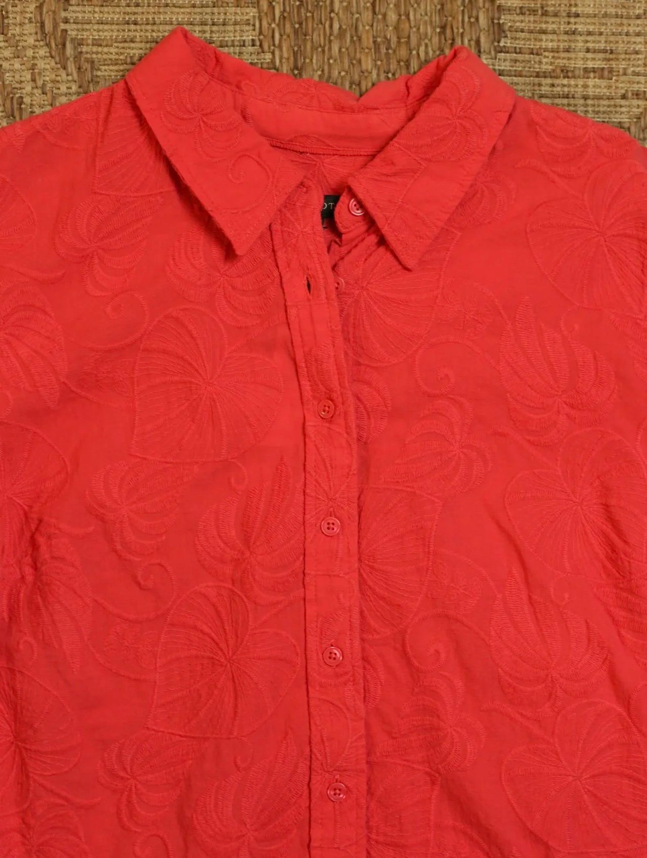 Coral Floral Button Up
