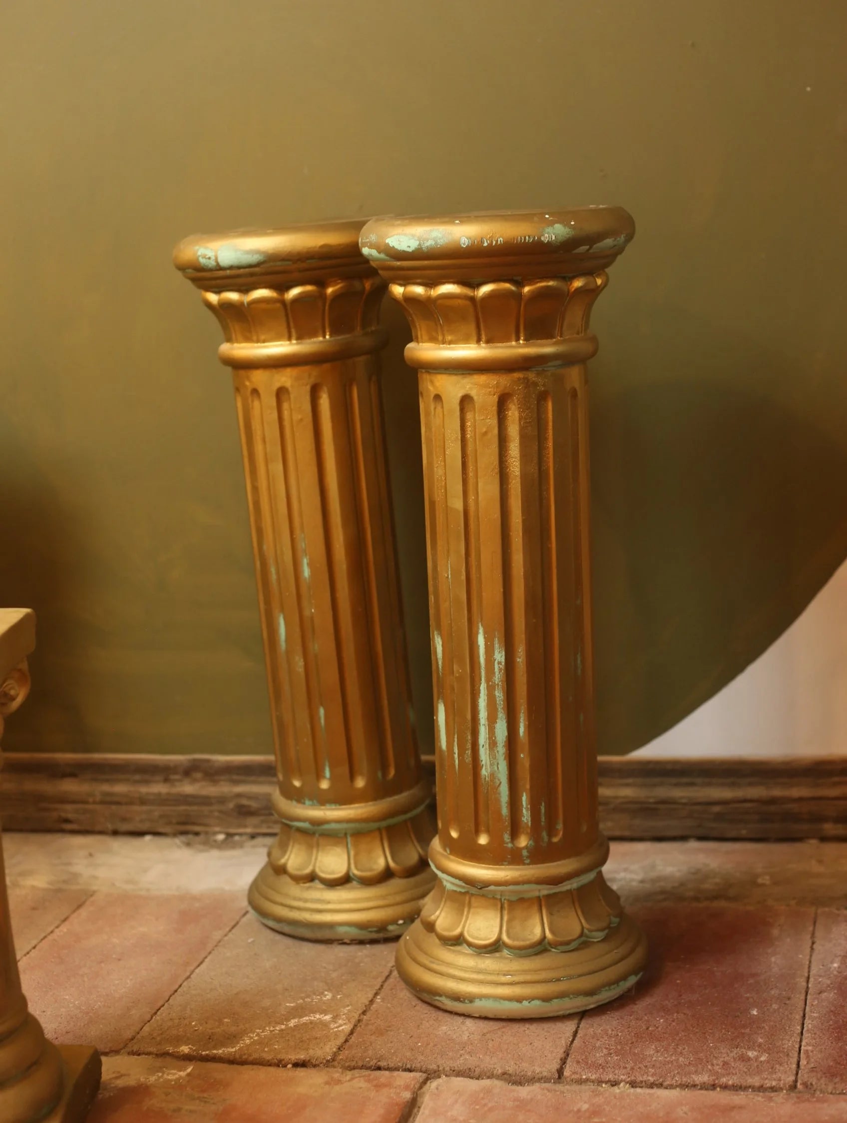 Gold Painted Column Plant Stands
