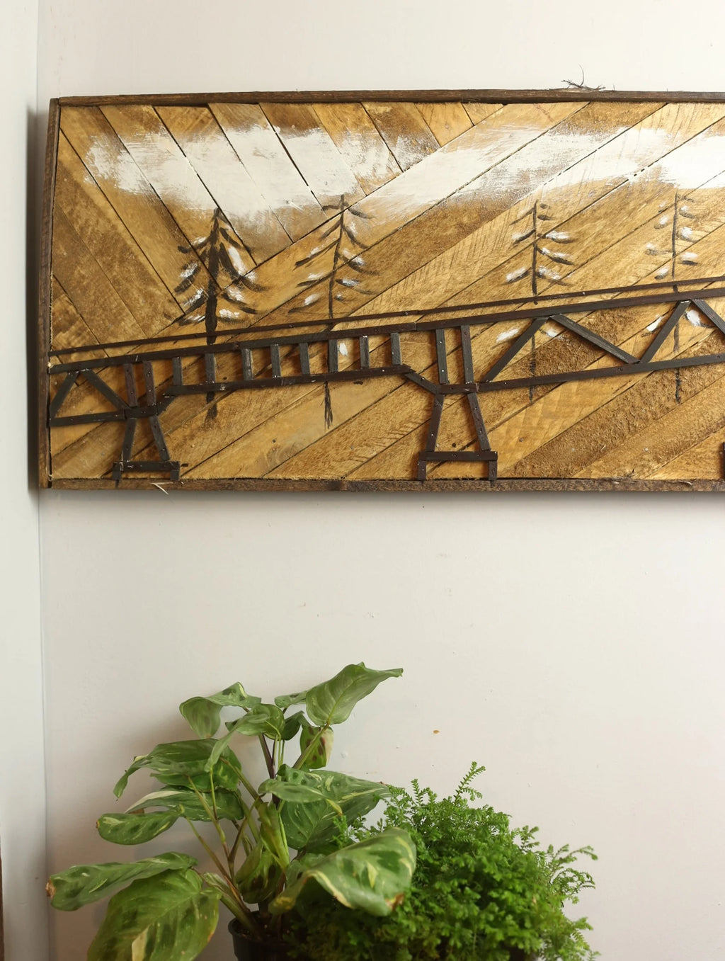 Winter Scene Railtrail Folk Art by Paul Dickerman