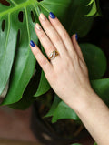 Free Form Rhinestone Gold Tone Ring - Size 7.5