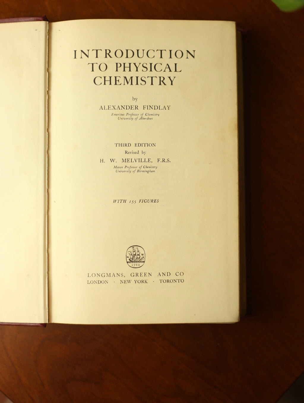 Alexander Findlay's Introduction to Physical Chemistry 1955