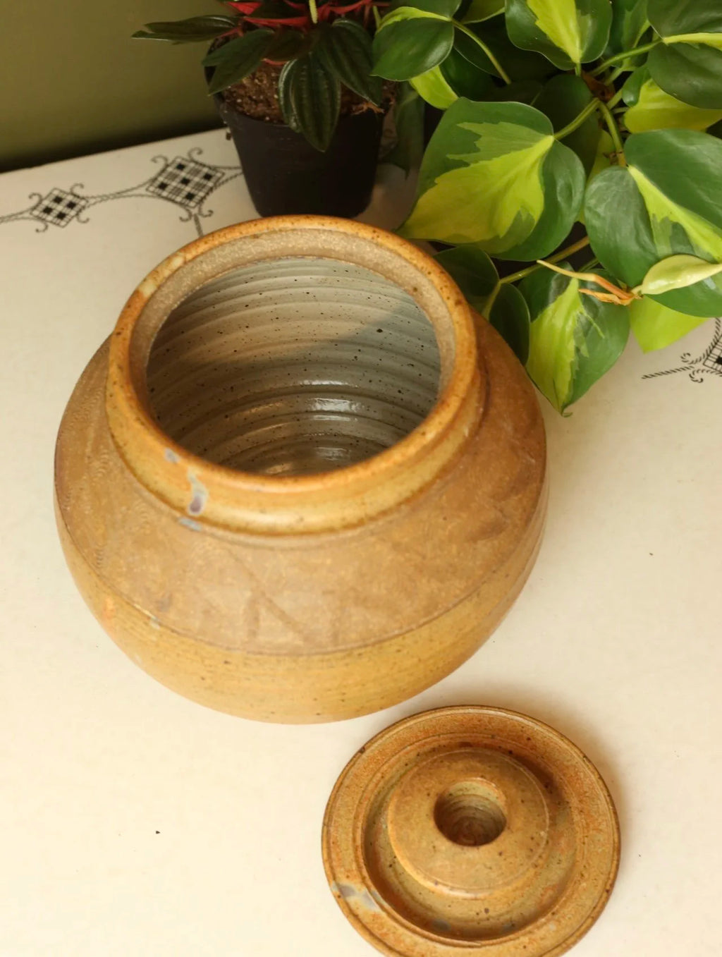 Stoneware Lidded Vessel Canister