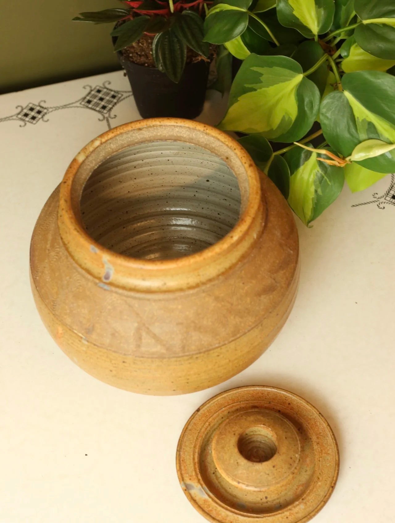 Stoneware Lidded Vessel Canister