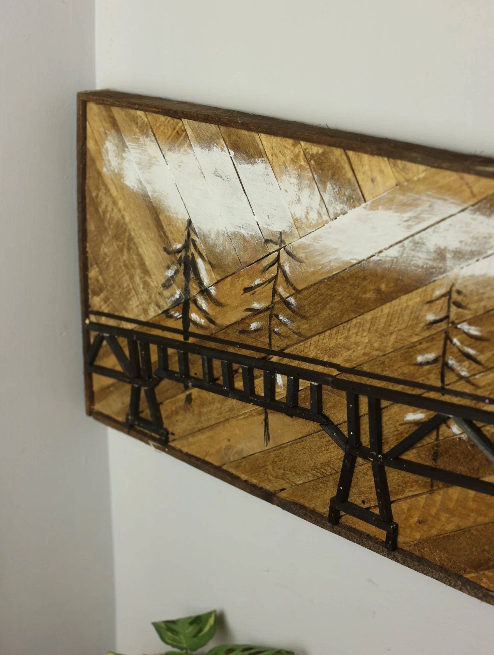 Winter Scene Railtrail Folk Art by Paul Dickerman