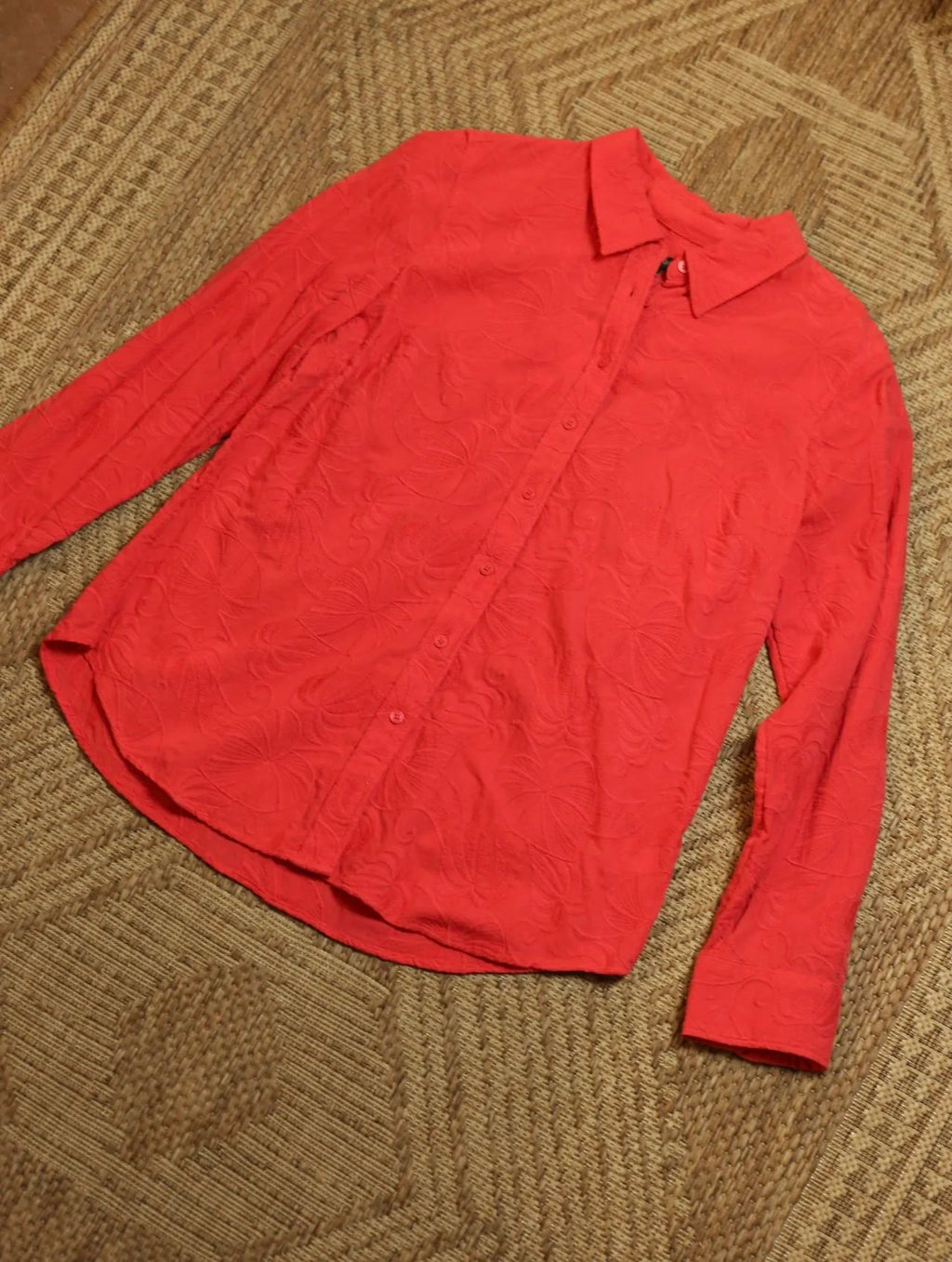 Coral Floral Button Up