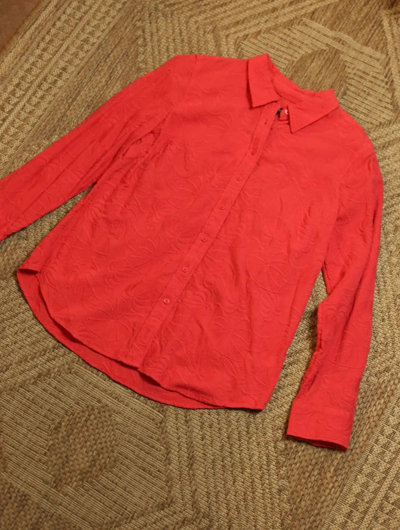 Coral Floral Button Up