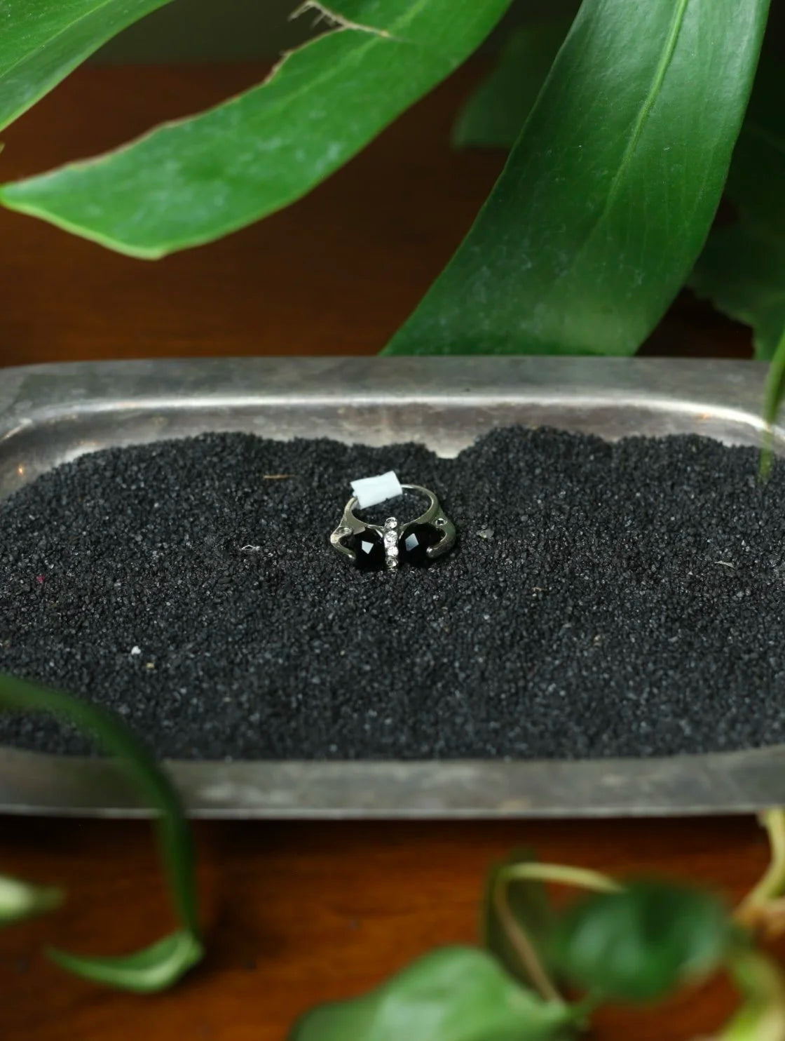 Double Black Gem Fidget Ring - Size 7.5