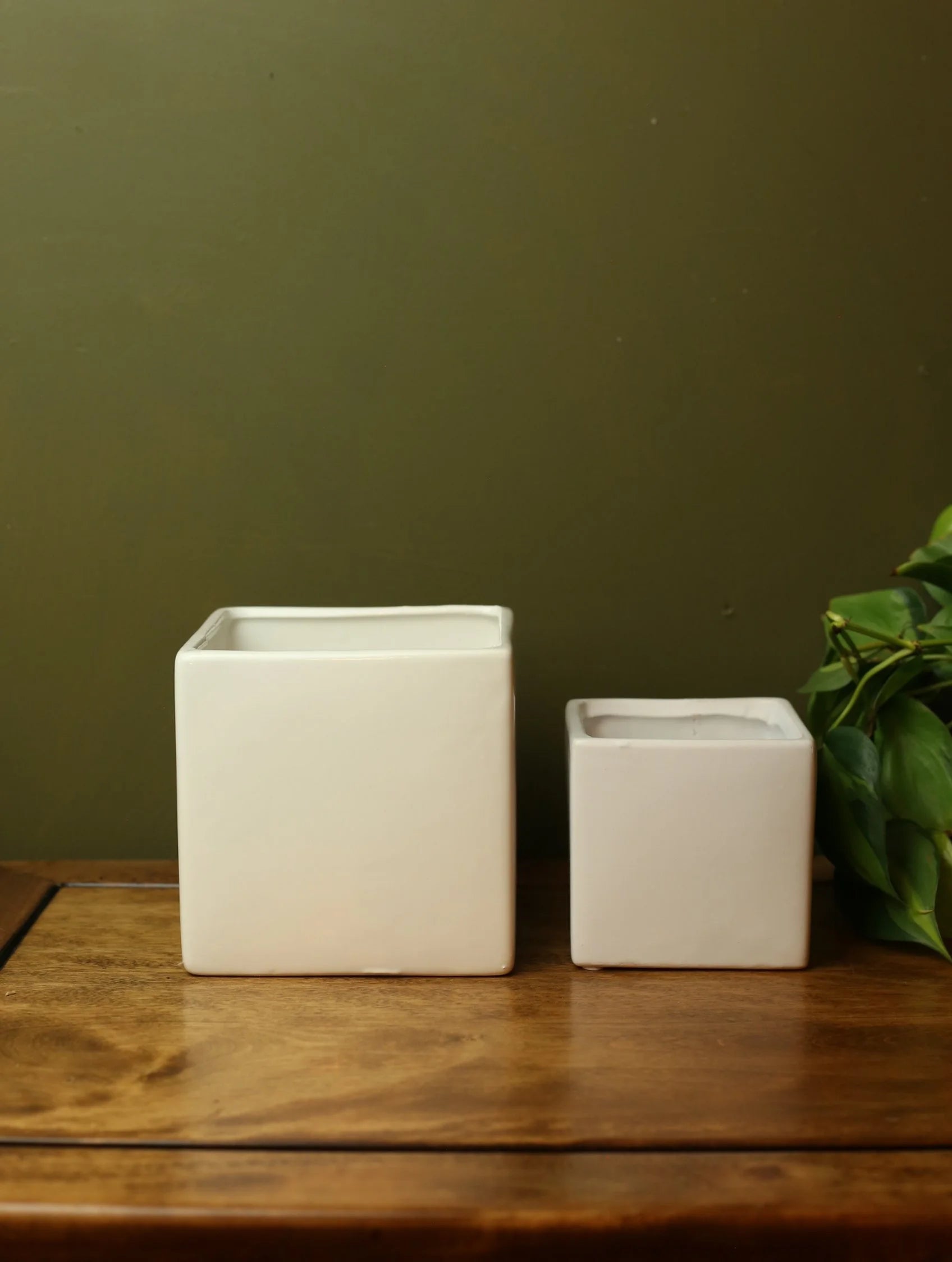 White Square Plant Pot - 2 sizes