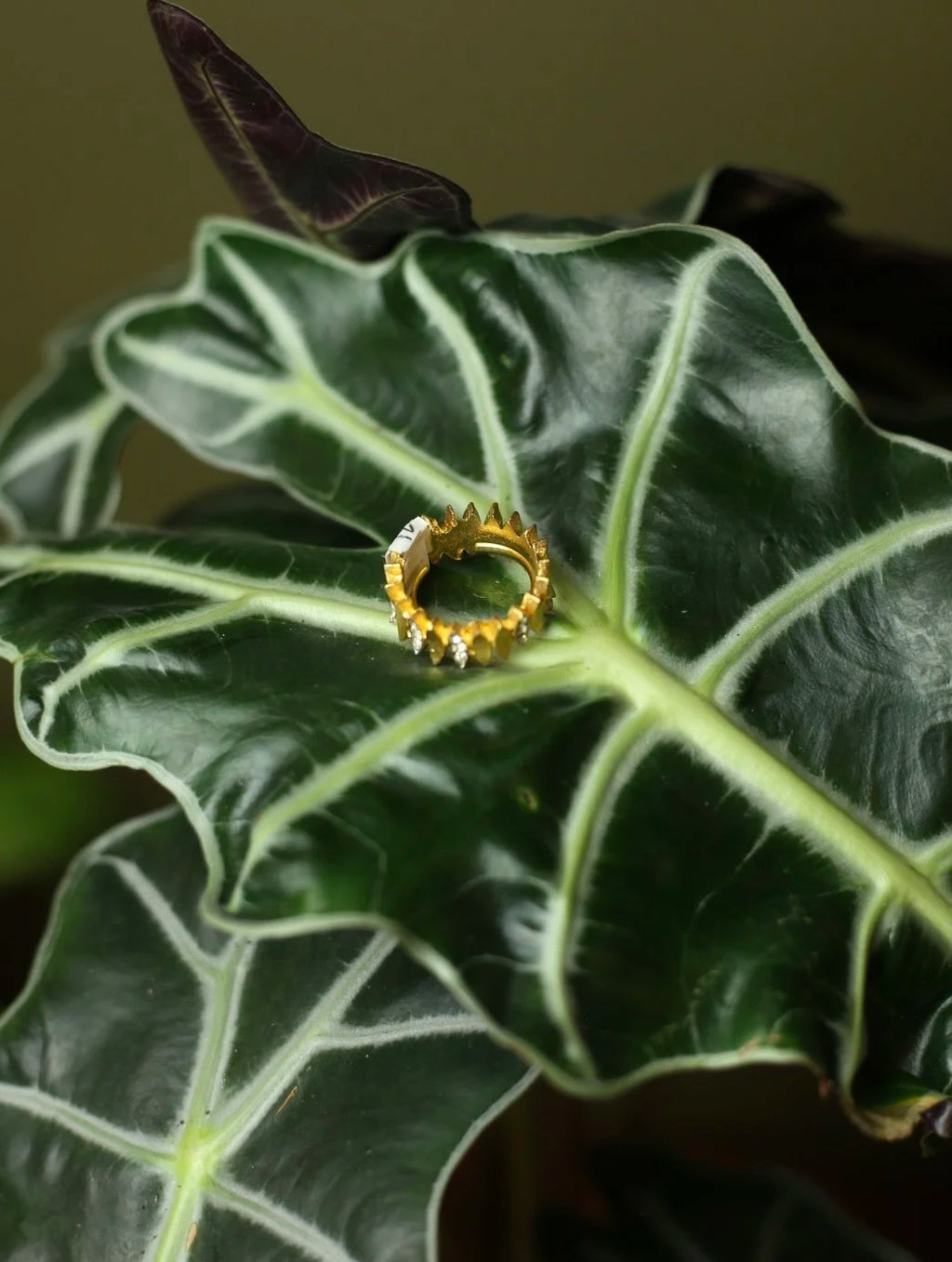 Crown Gold Tone & Rhinestone Ring - Size 7