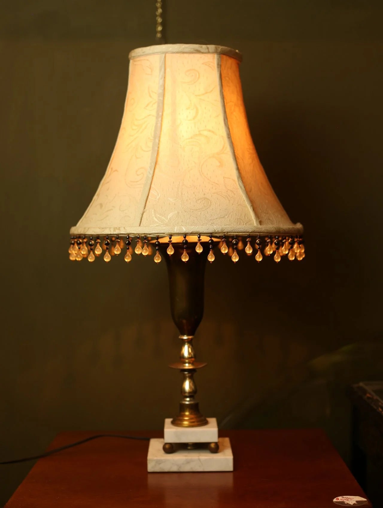 Vintage Marble Fringe Lamp