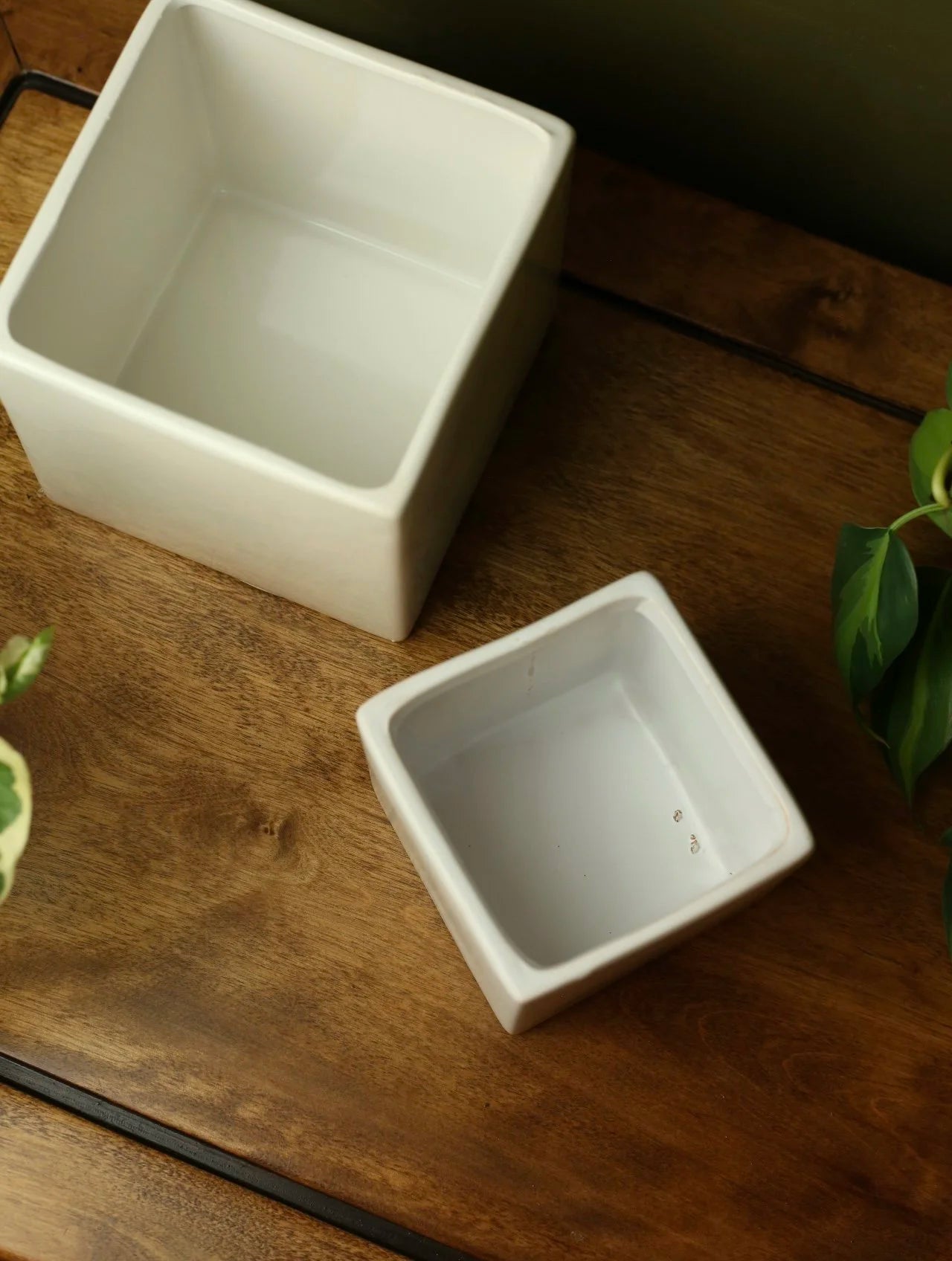 White Square Plant Pot - 2 sizes