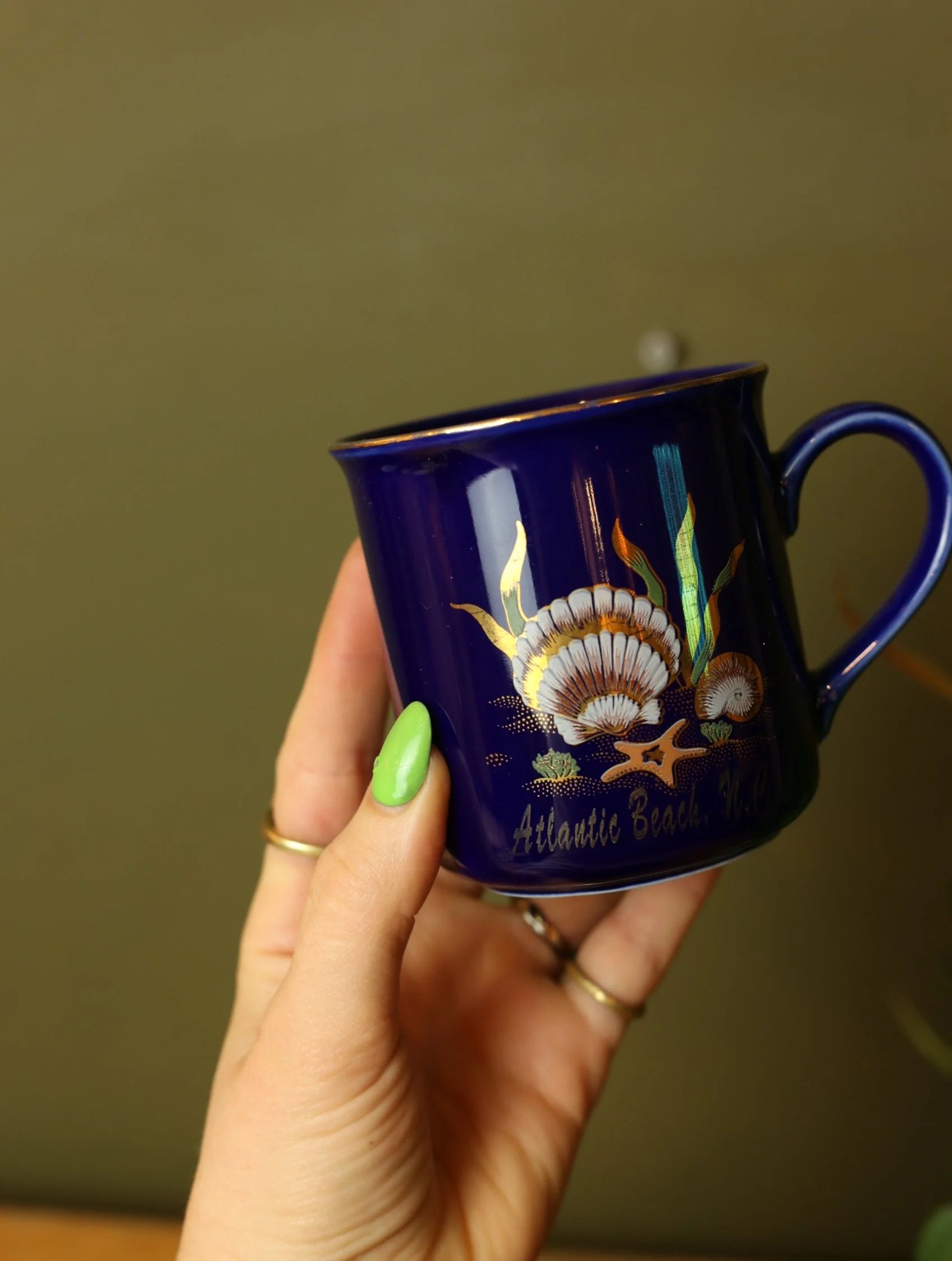 Vintage Blue Atlantic Beach Mugs