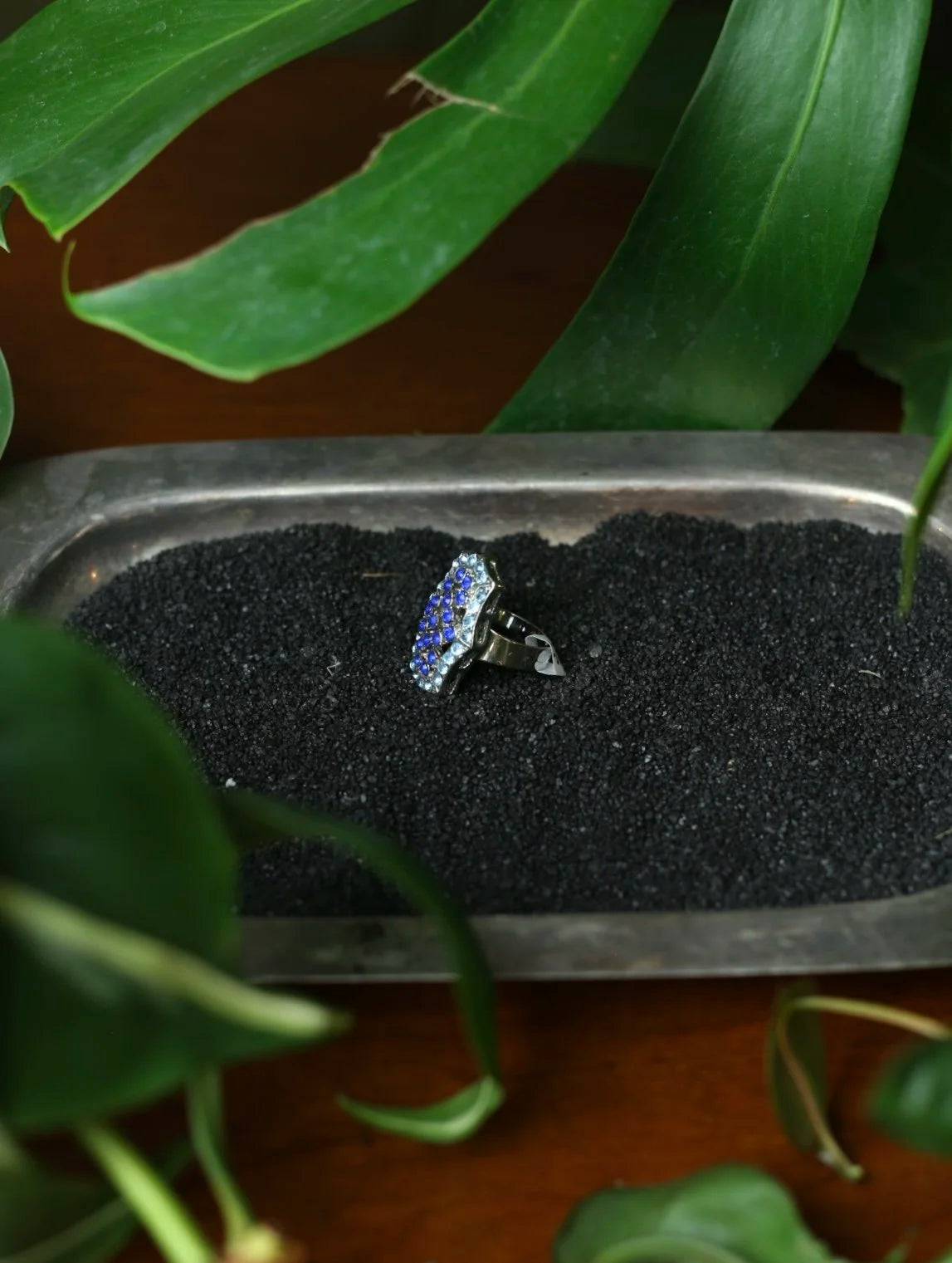 Blue Gem Shield Adjustable Ring