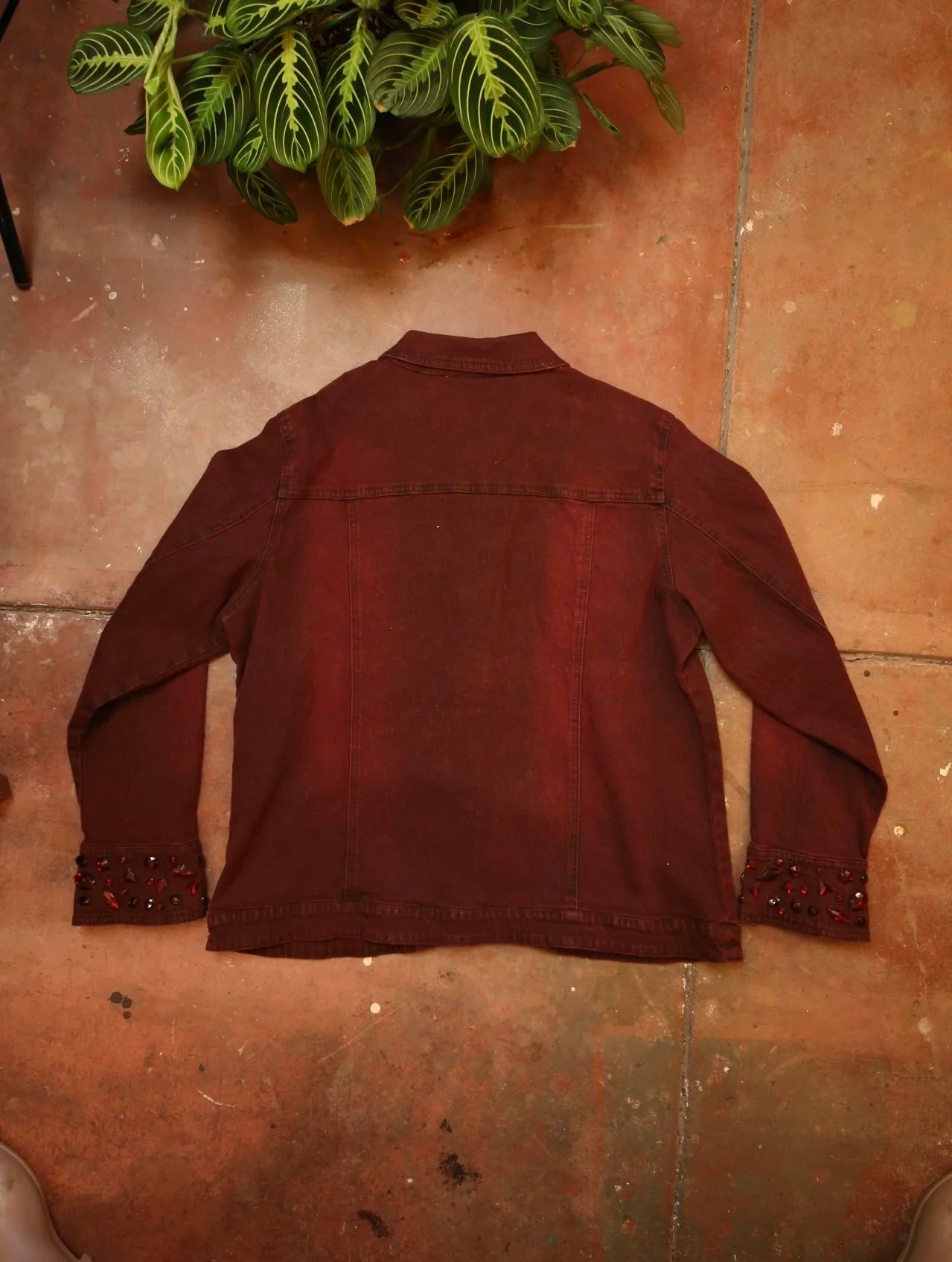 Red Bejeweled Denim Jacket