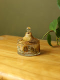 Yellow Floral Striped Resin Jar