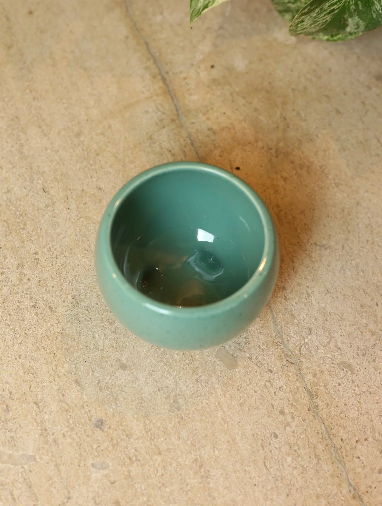 Teal Glazed Three Footed Plant Pot - 3 inch