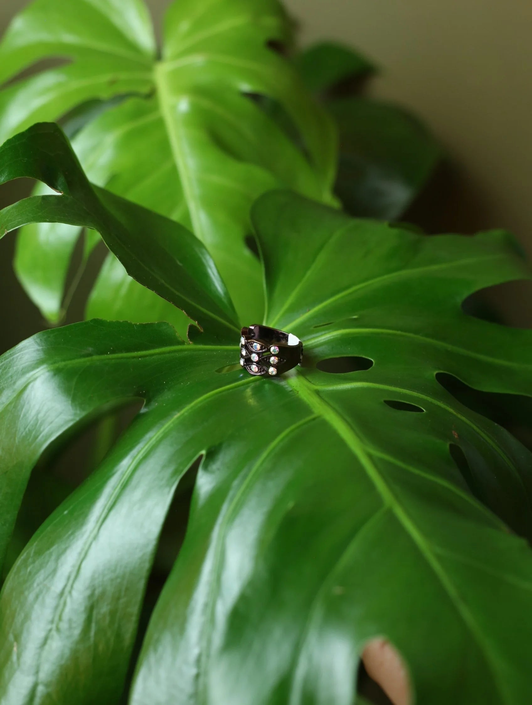 Iridescent Rhinestone Bronze Ring
