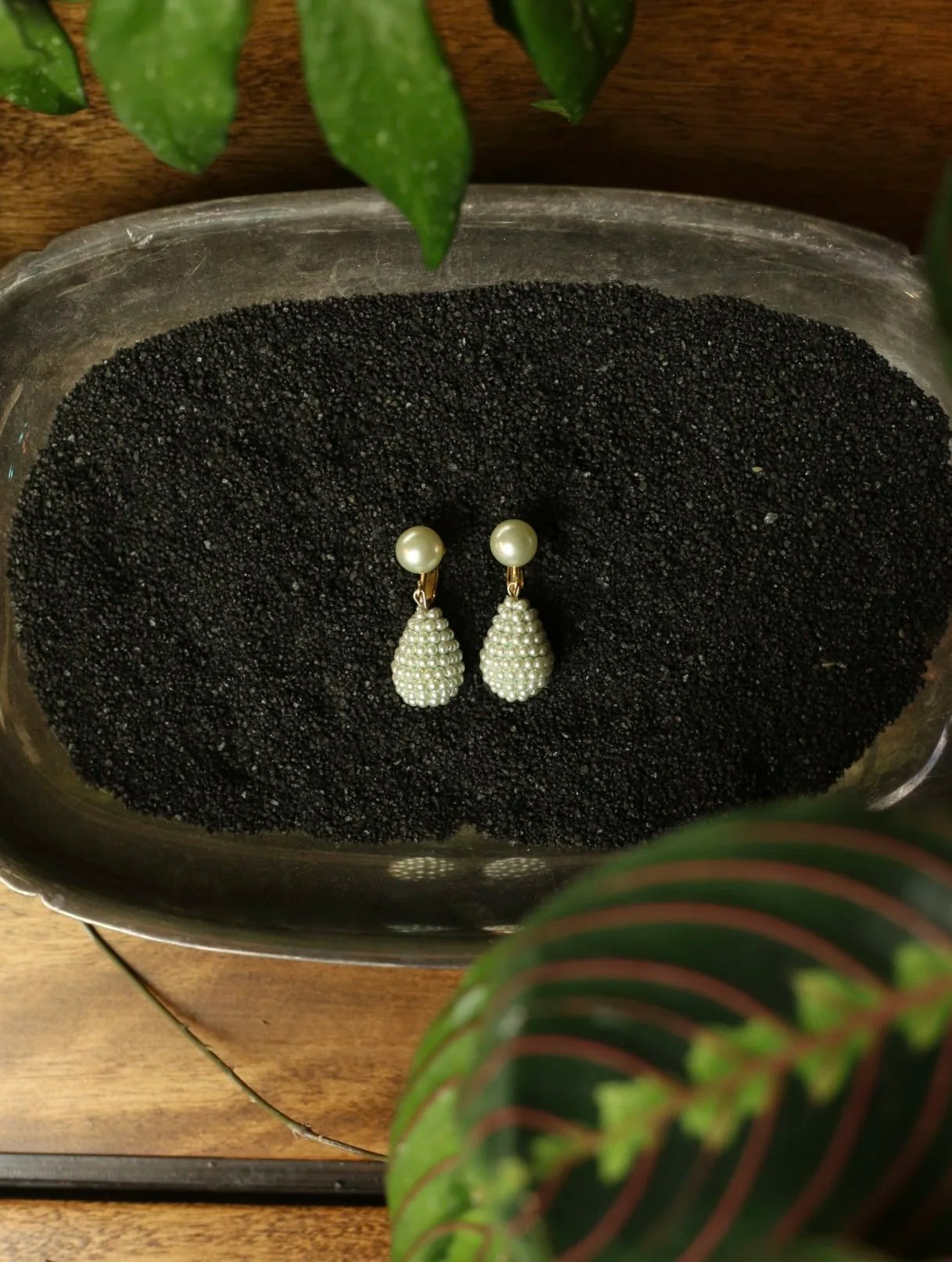 Faux Pearl Dangle Clip On Earrings