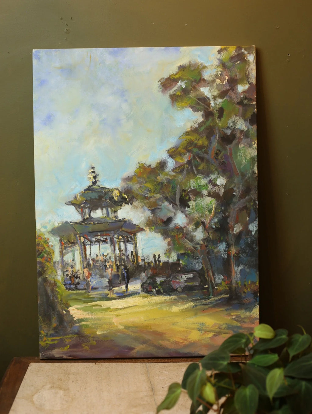 Impressionist Park Painting Signed by Meijueiro