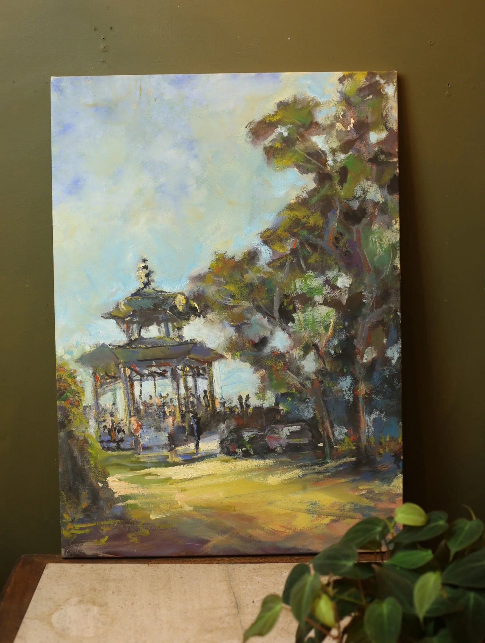 Impressionist Park Painting Signed by Meijueiro