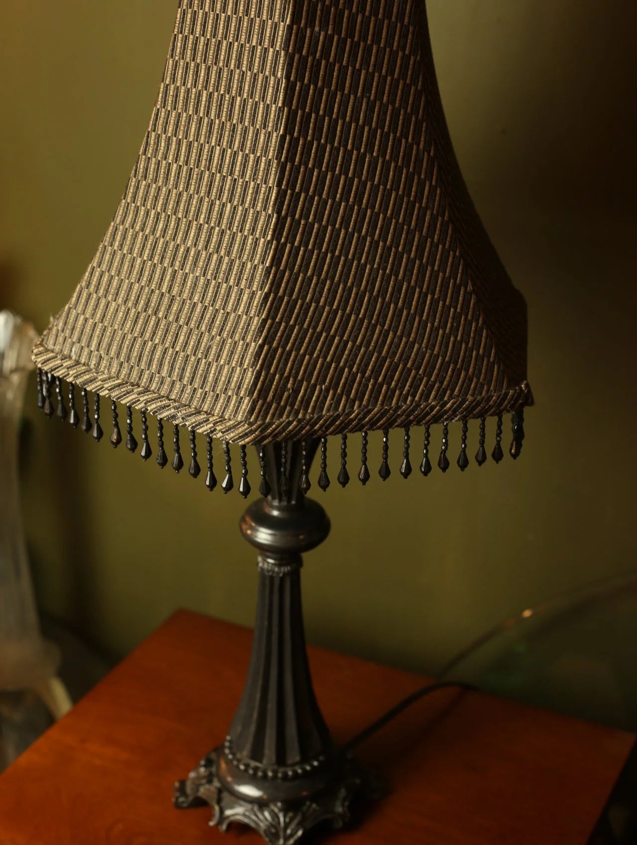 Vintage Black Fringe Lamp