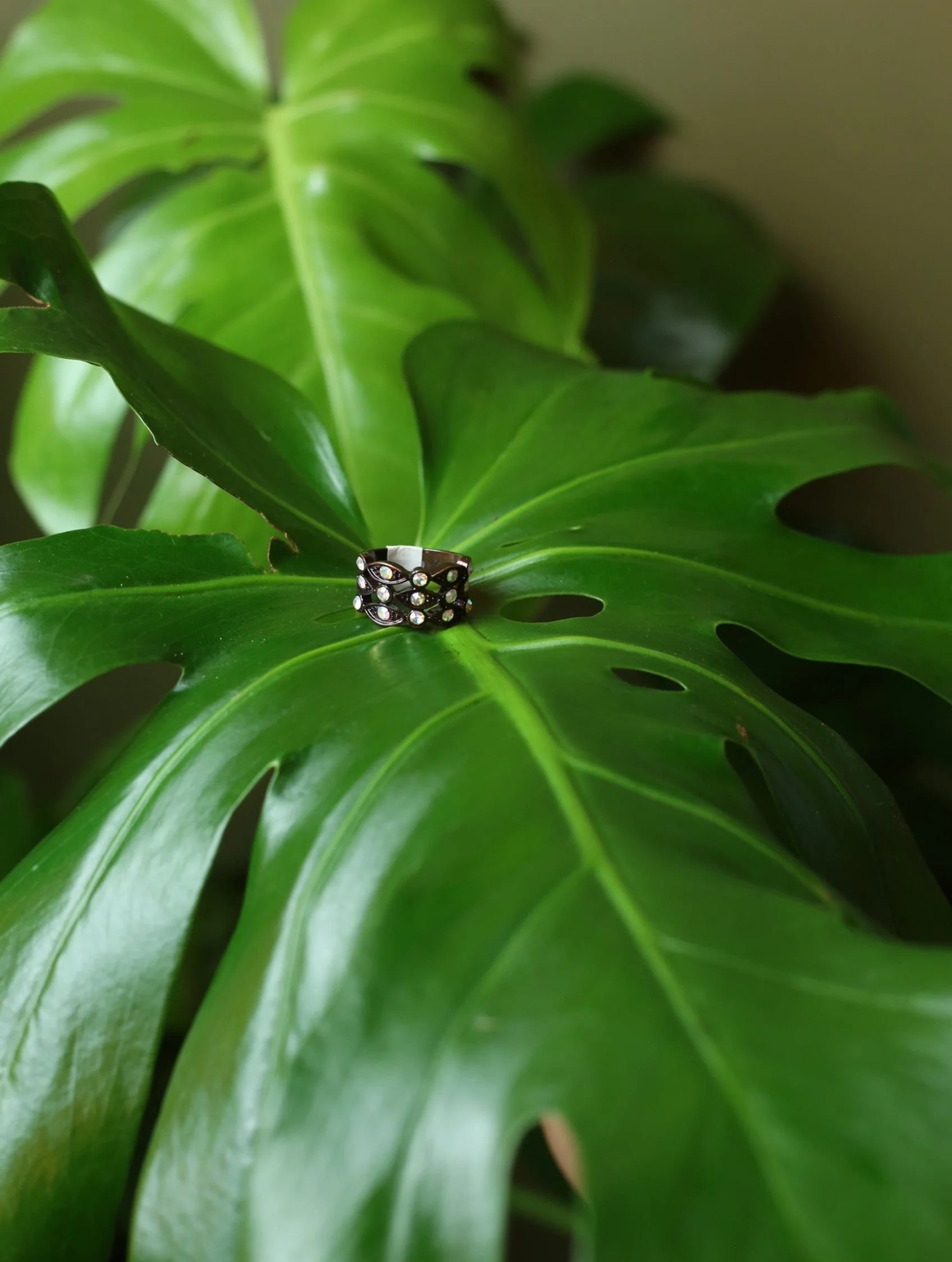 Iridescent Rhinestone Bronze Ring
