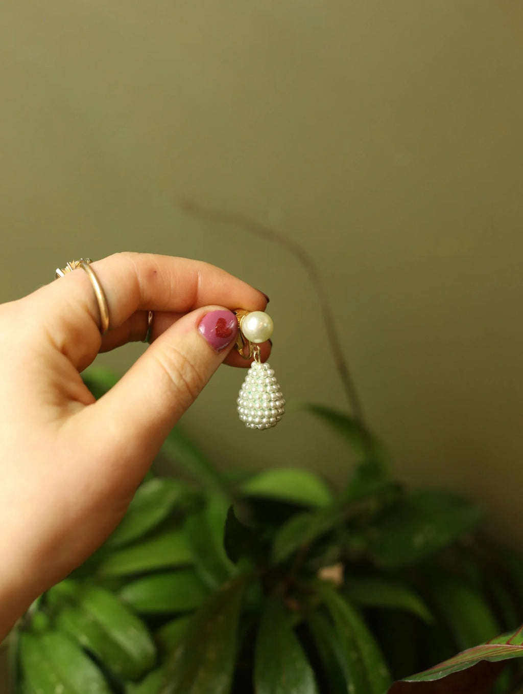 Faux Pearl Dangle Clip On Earrings