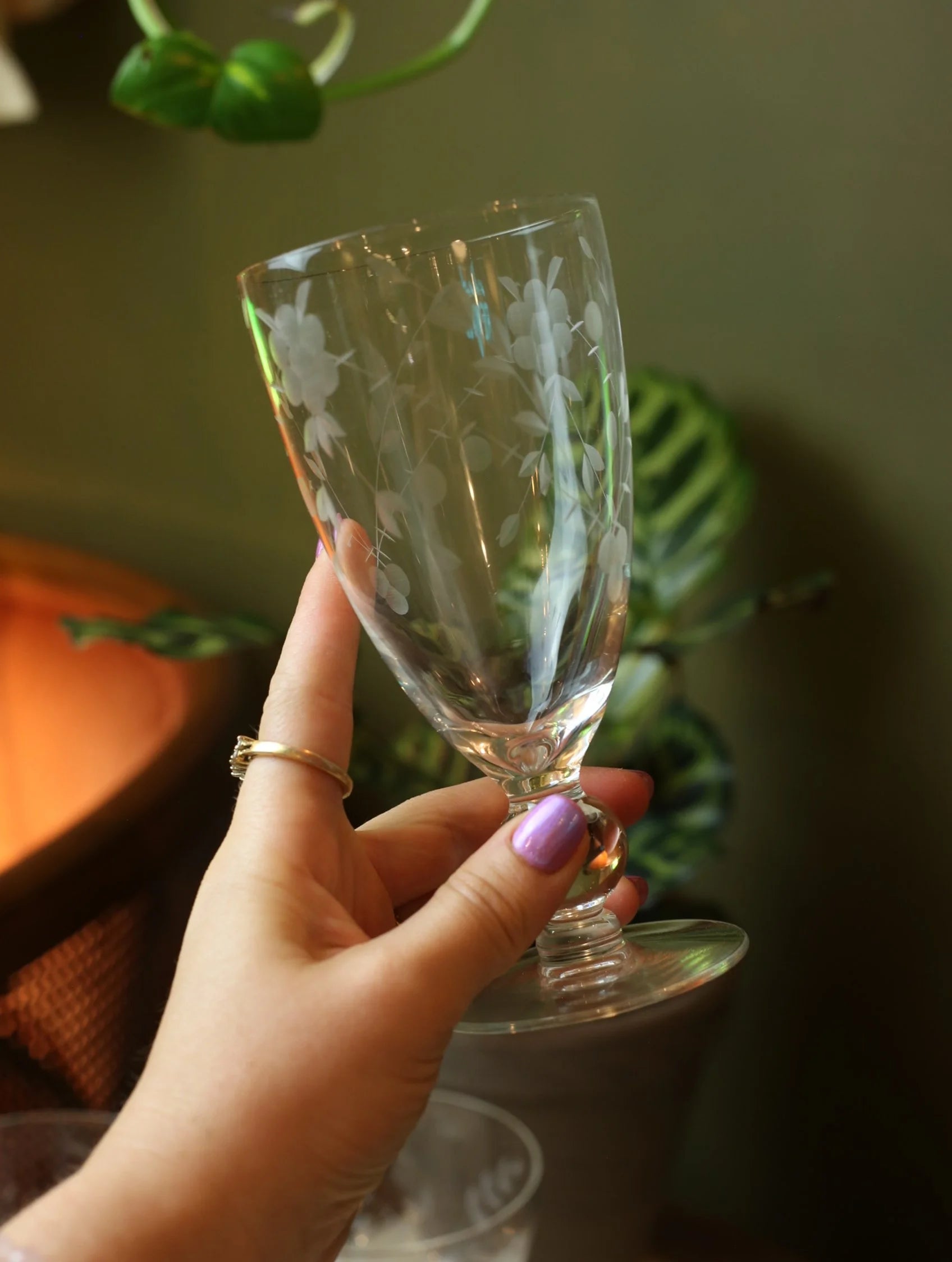 Etched Wine & Cocktail Goblet Glasses