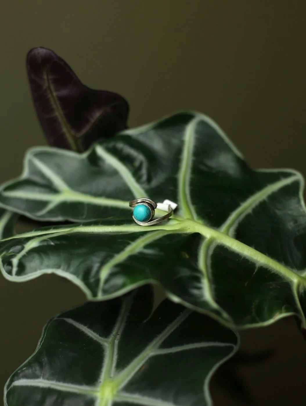 Turquoise Wave Silver Tone Ring - Size 6.5