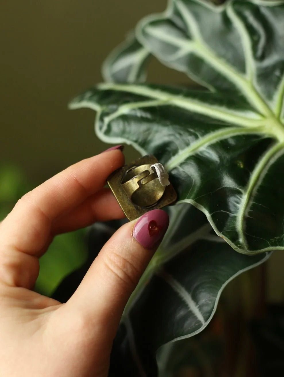 Tiger Resin Brass Adjustable Ring