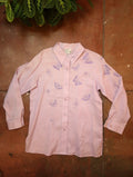 Lavender Butterfly Embroidered Button Up