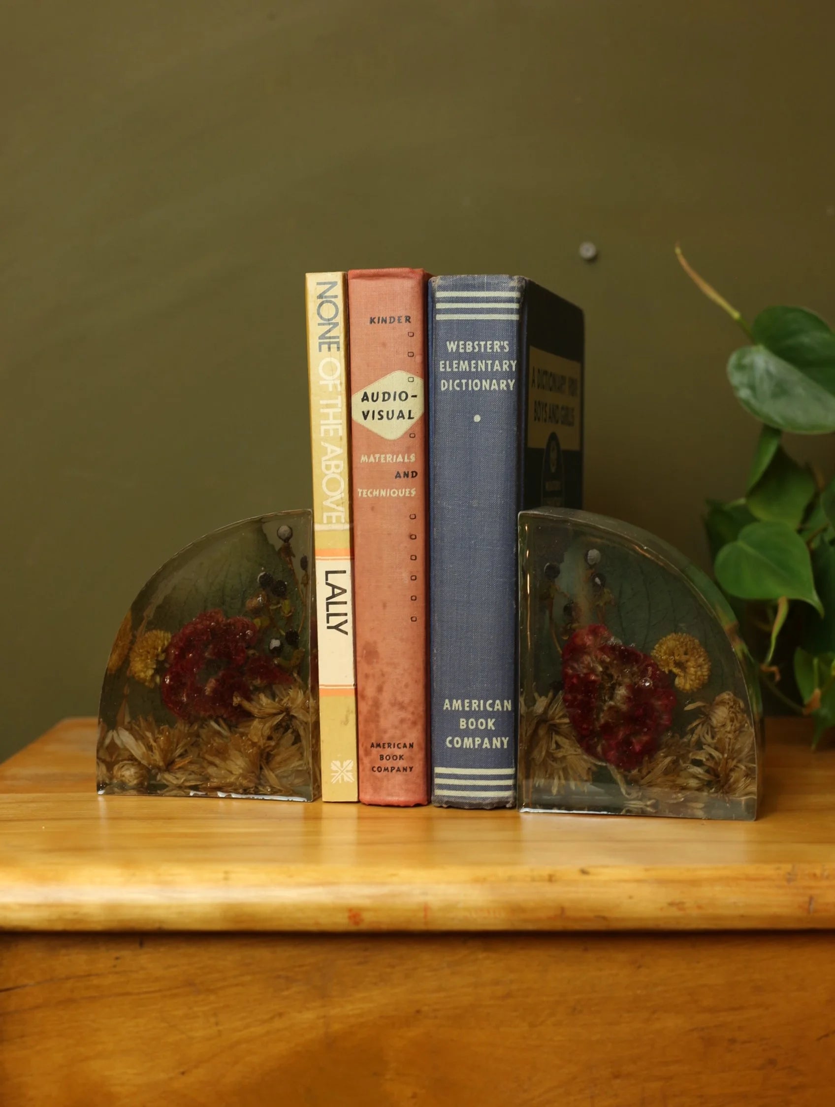 Preserved Flowers in Resin Bookends