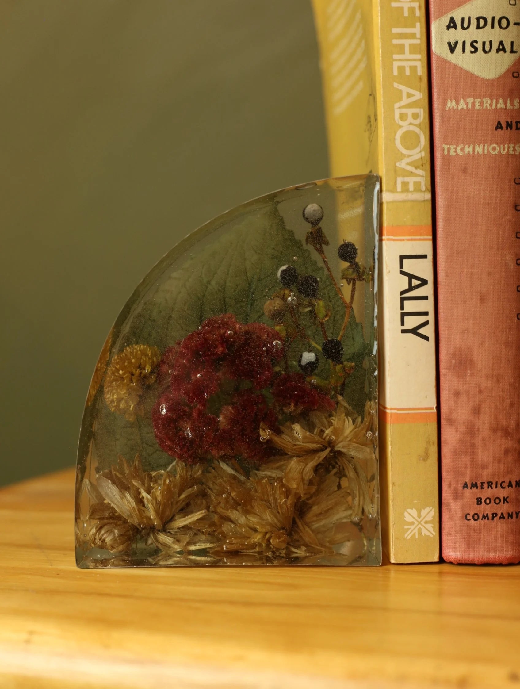 Preserved Flowers in Resin Bookends