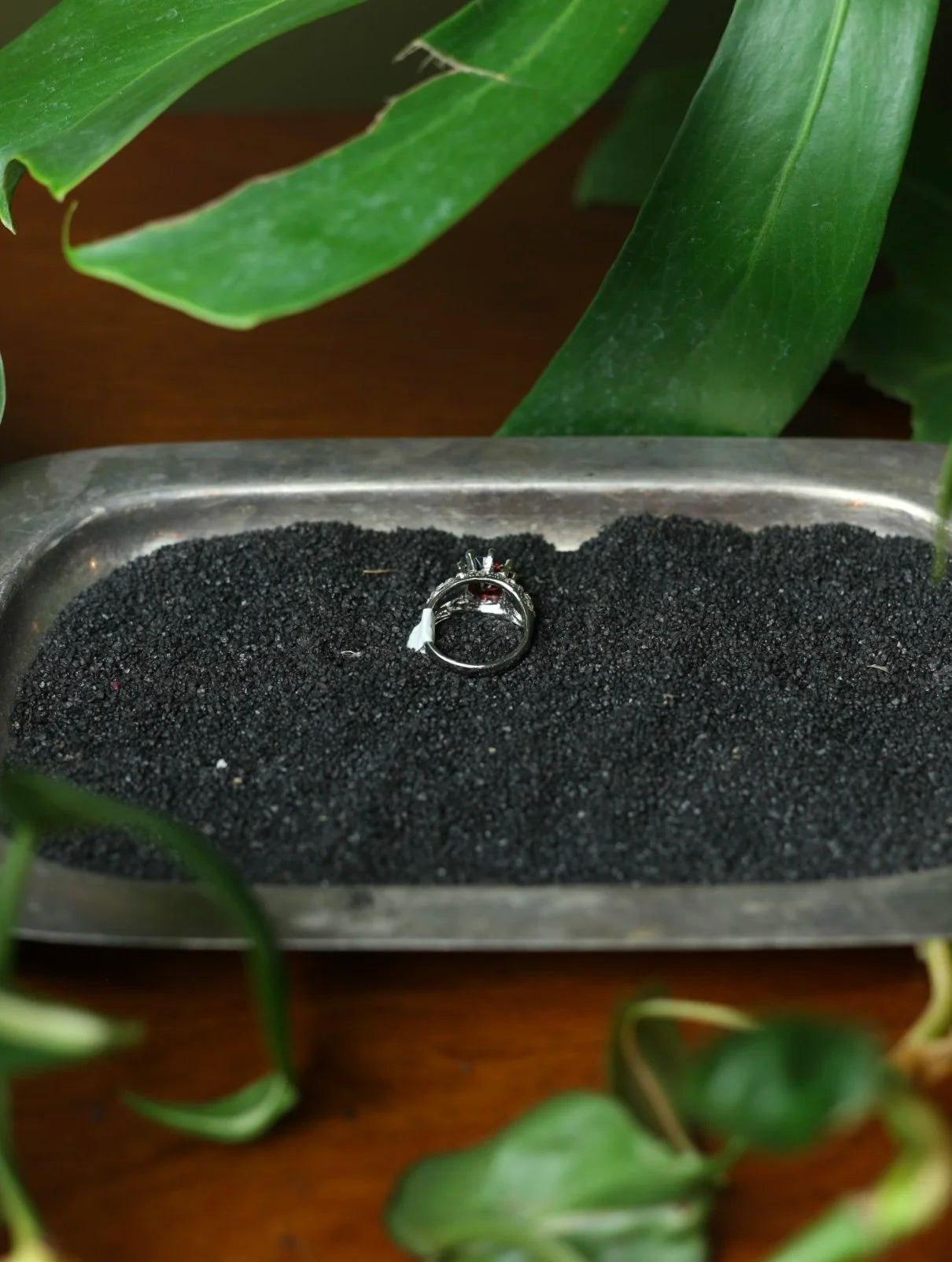 Ruby Gem Silver Tone Cocktail Ring - Size 9