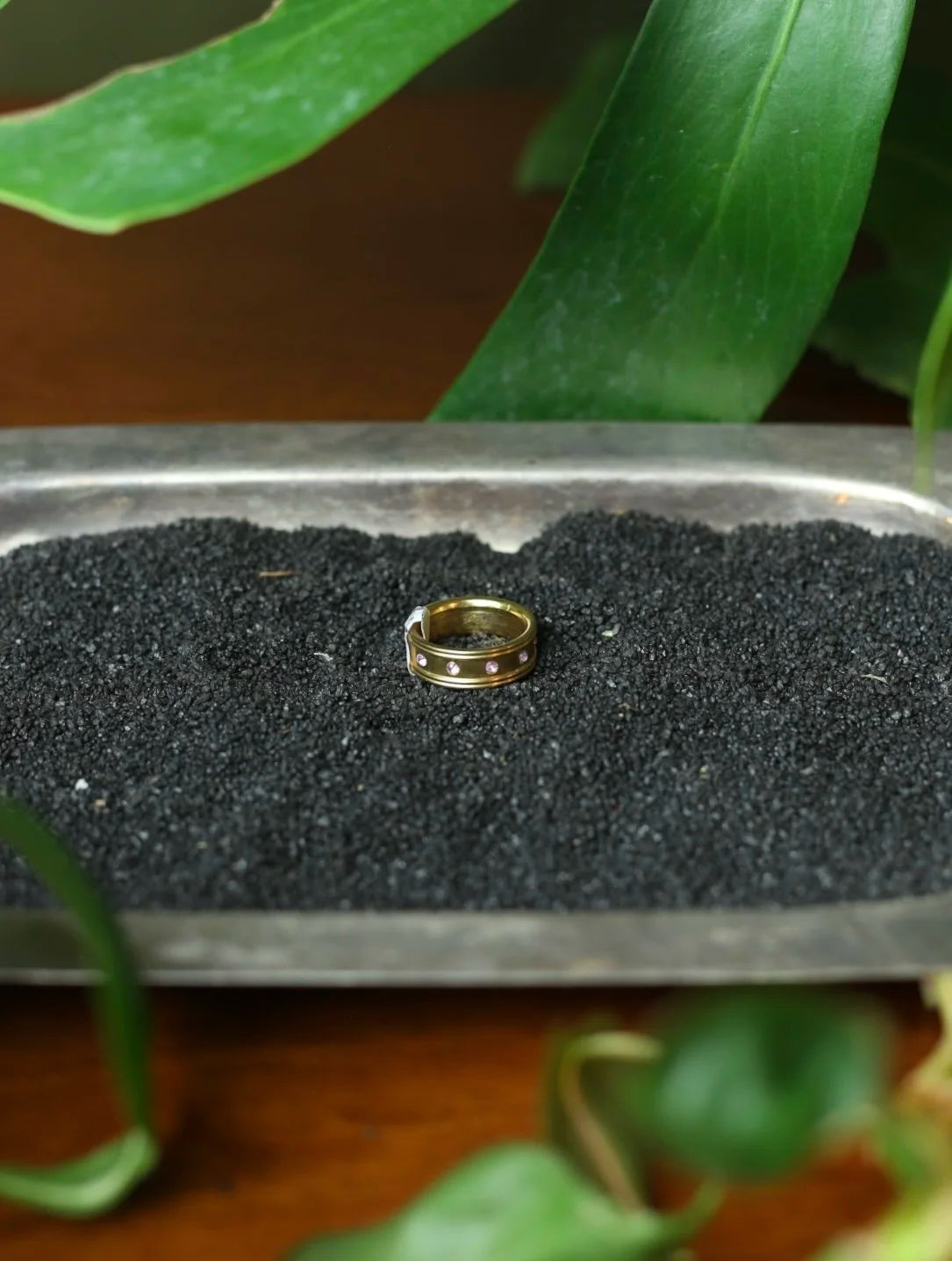 Purple Gem Gold Tone Ring - Size 7