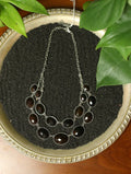 Black Gem Silver Tone Statement Necklace