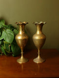 Etched Brass Vases with Ruffled Edge