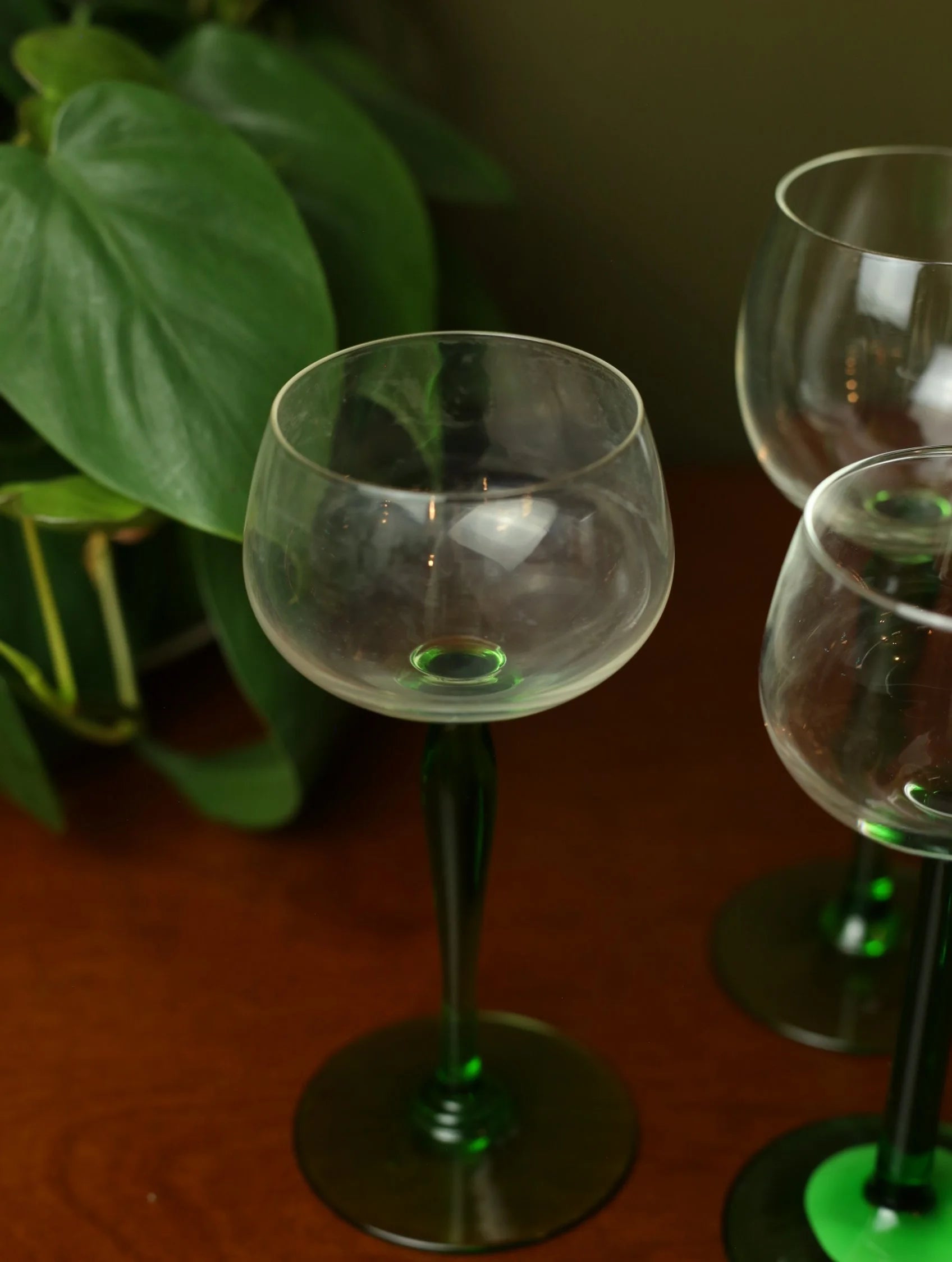 Green Stemmed Cordial Glasses